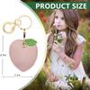 BORKUANA Leather Keychain Holder Case Compatible with Apple AirTag, Cute Protective Air Tag Cover With Keychain Ring, Anti-Scratch Finder GPS Tracker Case for Wallet Keys(Peach) view 2