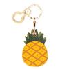 BORKUANA Leather Keychain Holder Case Compatible with Apple AirTag, Cute Protective Air Tag Cover With Keychain Ring, Anti-Scratch Finder GPS Tracker Case for Wallet Keys(Pineapple) view 1