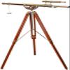 Nautical Vintage Style Marine Design Double Barrel Chrome/Nickel Telescope & Brown Antique Brass Floor Standing Tripod - Navirock view 1