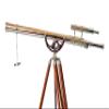 Nautical Vintage Style Marine Design Double Barrel Chrome/Nickel Telescope & Brown Antique Brass Floor Standing Tripod - Navirock view 4