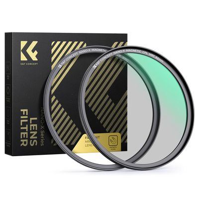 K&F CONCEPT Magnetic 77mm Polarizing Filter+ Magnetic Basic Ring Kit Waterproof Scratch Resistant Circular Polarizer Filter with 28 Multi-Coatings for Camera Lens (Nano-X Series)