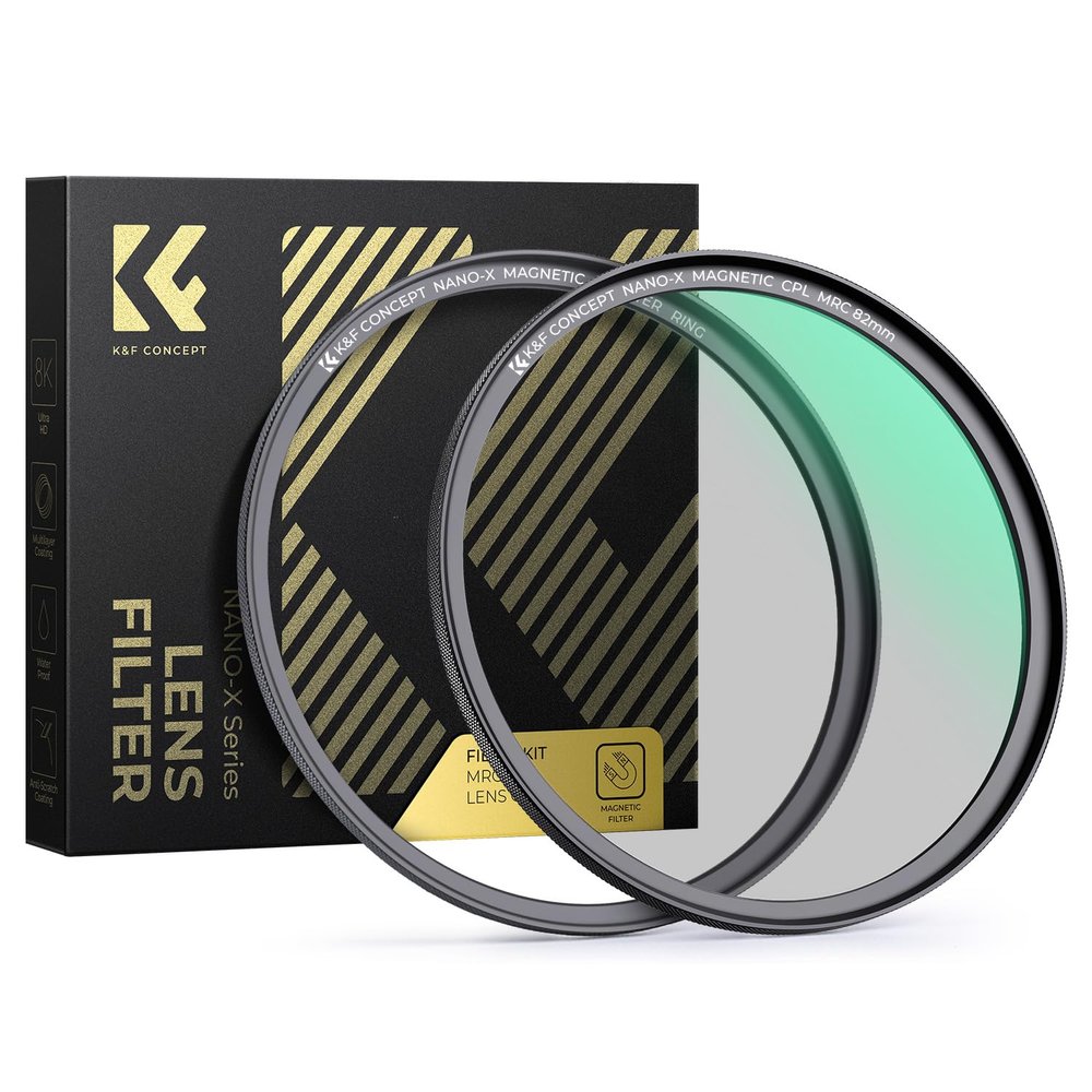 K&F CONCEPT Magnetic 77mm Polarizing Filter+ Magnetic Basic Ring Kit Waterproof Scratch Resistant Circular Polarizer Filter with 28 Multi-Coatings for Camera Lens (Nano-X Series)
