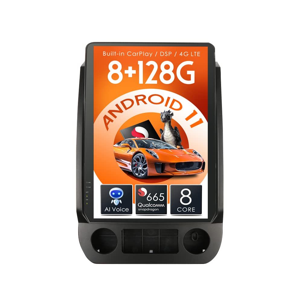 ZWNAV Android 11 Tesla Car Stereo for Ford F150 2015-2020 F250 F350 F450 2017-2021, Qualcomm Snapdragon,128GB ROM, Car GPS Navigation Head Unit, Bluetooth