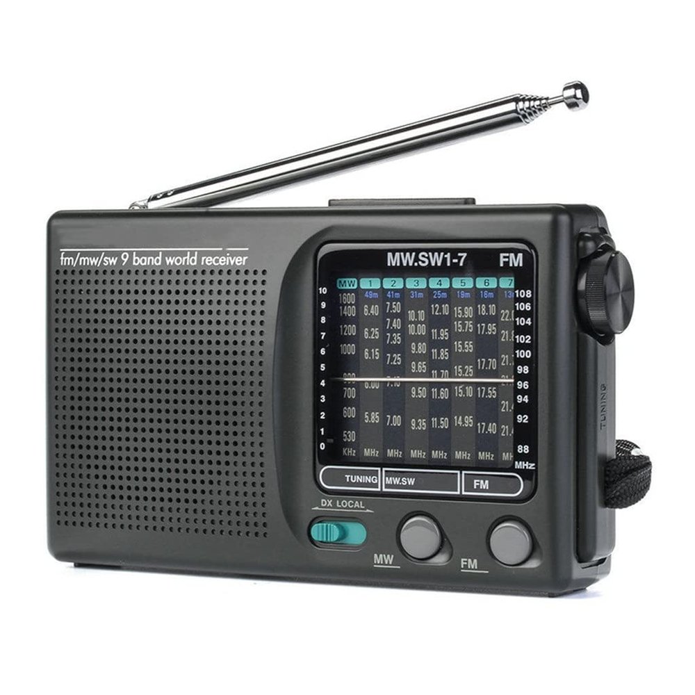XXXDXDP Portable Radio FM MW(AM) SW(Shortwave) 9 Bands World Receiver Retro Pocket Speaker