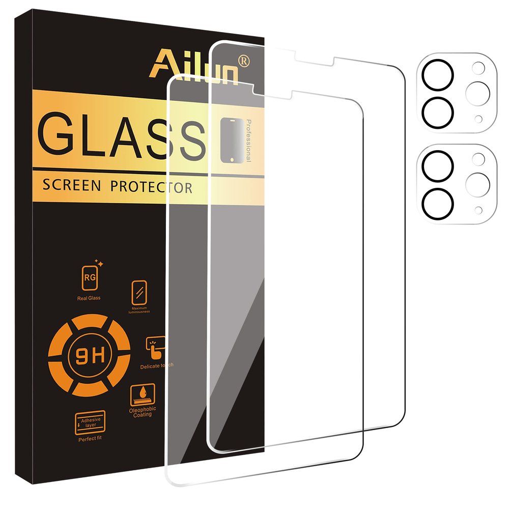 Ailun Screen Protector for iPad Pro 11 inch 2022/2021/2020 (4th/3rd/2nd Generation) 2 Pack + 2 Pack Camera Lens Protector,Tempered Glass 0.33mm,Face ID & Apple Pencil & Case Compatible