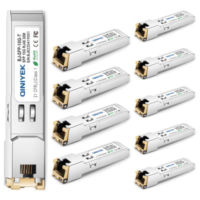 [10 Pack] 1.25/2.5/5/10G SFP+ to RJ45 Transceiver, 10Gbase-T SFP+ Ethernet Copper Module for Cisco SFP-10G-T-S, MikroTik S+RJ10, Ubiquiti UF-RJ45-10G, Netgear, TP-Link, Fortinet (CAT.6a/CAT7, 30m)