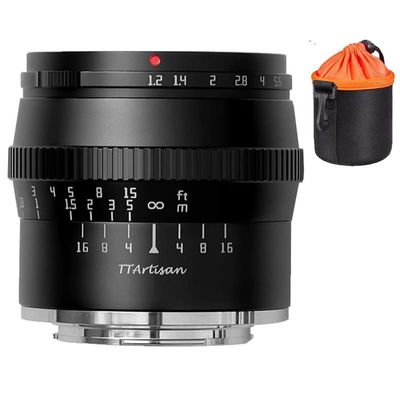 TTArtisan 50mm F1.2 APS-C Manual Focus Large Aperture Lens Compatible with Fuji Fujifilm X XF Mount Black X-A10 X-T3 X-T4 X-H1 X-T200 X-T20 X-T100 X-PRO2 X-PRO3 X-E1 X-E2 X-E2S Black Color
