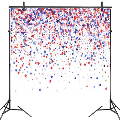 10x8ft 4th of July Backdrop for Photography Red Blue Stars Photo Backdrop White Background for Photography Congratulations Independence Day Party Backdrop USA Patriotic Photo Booth Studio Props