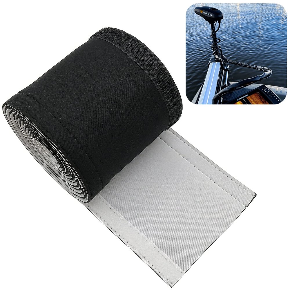 Neoprene Cable Sleeve - 60" for Trolling Motor Wire Protection & Management, Black & White