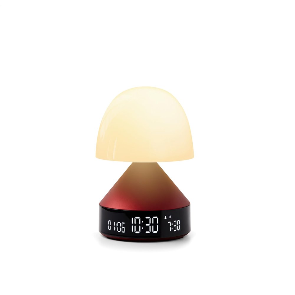 Lexon Mina Sunrise Alarm Clock, Wake Up Light & Sunset Lamp for Sleep Routine - Dark Red