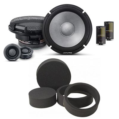 Alpine R2-S65C High-Resolution 2-Way Speaker Set / 6.5" with RKFR65 3-Piece Foam Fast Ring Speaker Enhancement