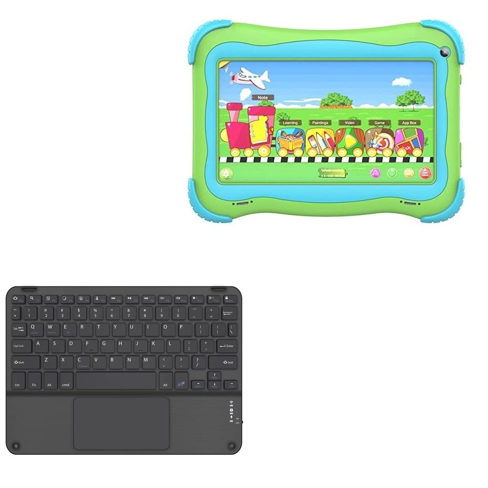 BoxWave Keyboard Compatible with UJoyFeel Android Kids Tablet KIDS706 (7 in) - SlimKeys Bluetooth Keyboard with Trackpad, Portable Slim TouchPad - Jet Black