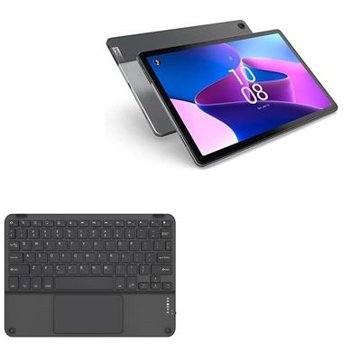 BoxWave Keyboard Compatible with Lenovo Tab M10 Plus ZAAJ0042US (10 in) - SlimKeys Bluetooth Keyboard with Trackpad, Portable Slim TouchPad - Jet Black