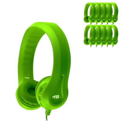 HamiltonBuhl FlexPhones Kids Foam Headphones 42Pack Durable EVA Foam, VolumeLimited 85 dB, ChewResistant DuraCord, Safe BPAFree Design for Classroom Use Green