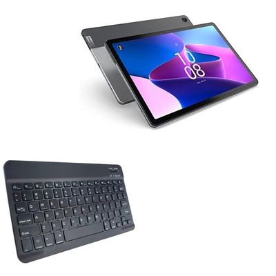 BoxWave Keyboard Compatible with Lenovo Tab M10 Plus ZAAJ0042US (10 in) - SlimKeys Bluetooth Keyboard, Portable Thin with Chiclet-Style Keys - Jet Black