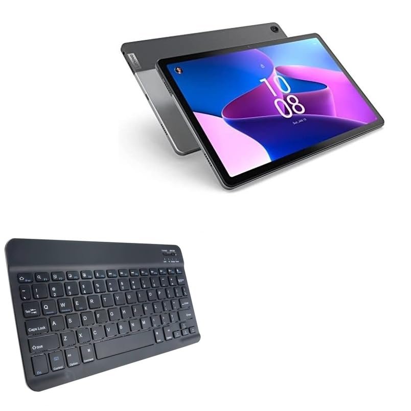 BoxWave Keyboard Compatible with Lenovo Tab M10 Plus ZAAJ0042US (10 in) - SlimKeys Bluetooth Keyboard, Portable Thin with Chiclet-Style Keys - Jet Black