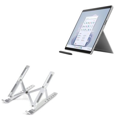 BoxWave Stand and Mount Compatible with Microsoft Surface Pro 9 - Compact QuickSwitch Stand, Portable Multi Angle Viewing Foldable Riser - Metallic Silver