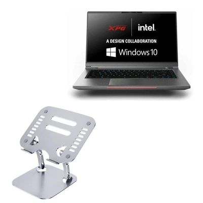 BoxWave Stand and Mount Compatible with XPG Intel i7-9750H (15.6 in) - Executive VersaView Laptop Stand, Ergonomic Adjustable Viewing Angle Metallic Riser - Metallic Silver