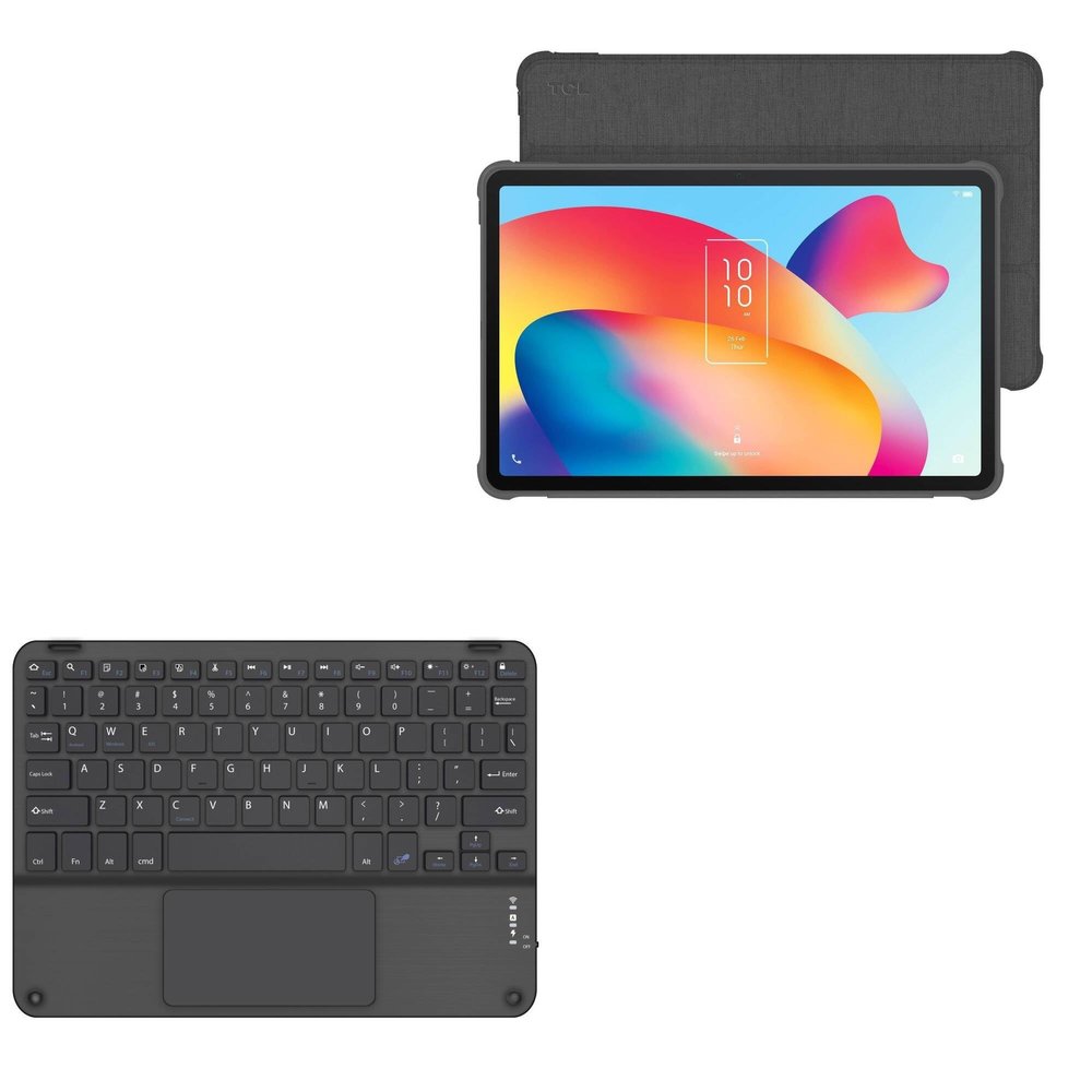 BoxWave Keyboard Compatible with TCL Android Tablet TABMAX 10.4 (10.36 in) - SlimKeys Bluetooth Keyboard with Trackpad, Portable Slim TouchPad - Jet Black