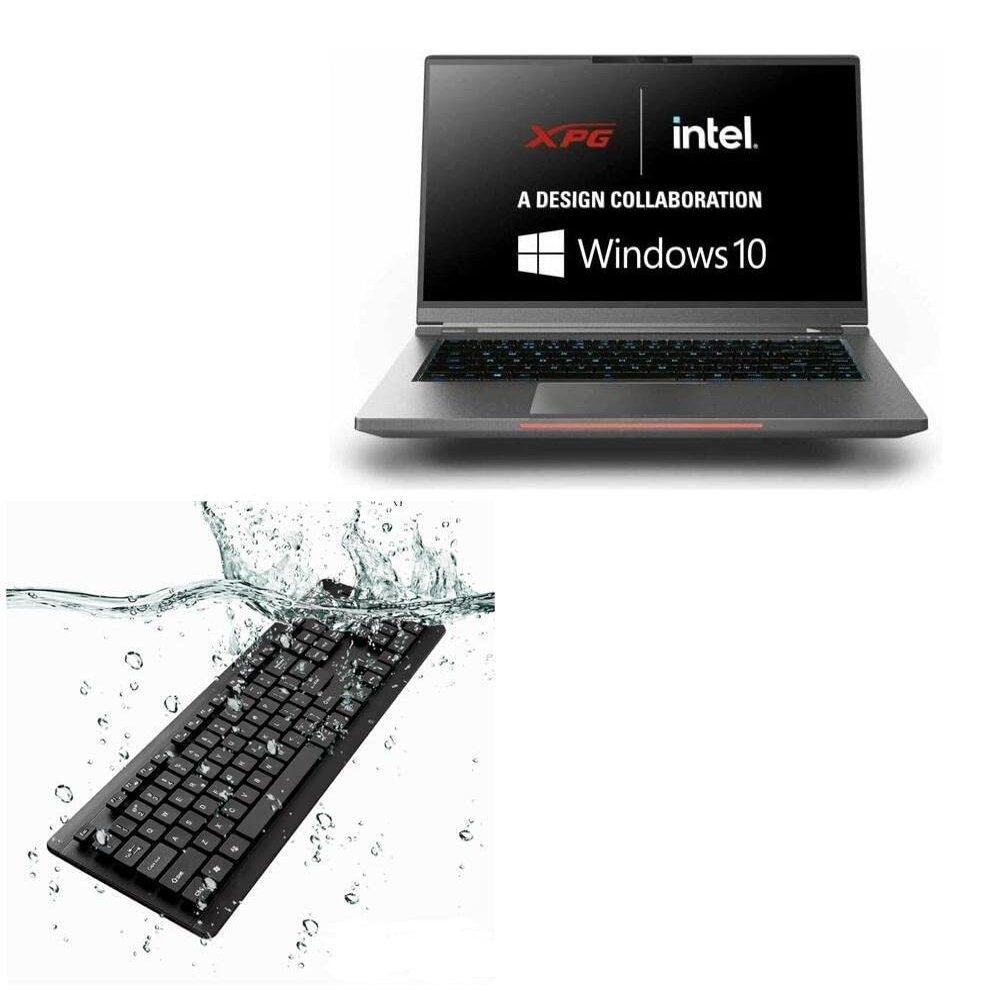 BoxWave Keyboard Compatible with XPG Intel i7-9750H (15.6 in) - AquaProof USB Keyboard, Washable Waterproof Water Resistant - Jet Black