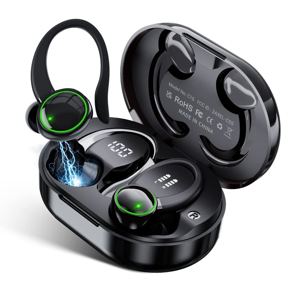 SGNICS for Amazon Fire HD 8 (2022) Bluetooth 5.3 Headphones 3D Stereo with Earhook, 40H Touch Control Over Ear Headphones, IP7 Waterproof Earphones Built-in Mic for Running Workout Sport