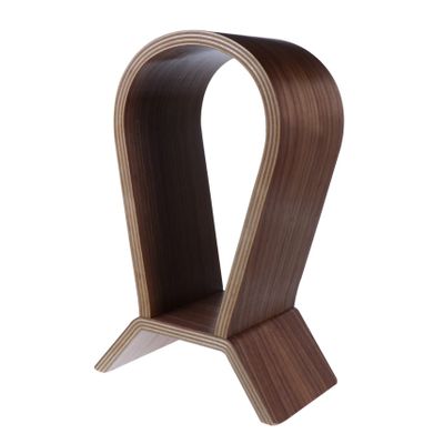 COLLBATH 1pc Walnut Wood Headphone Stand Headset Rack for Home Decor Clear Details for Computer Desk Cafe Display