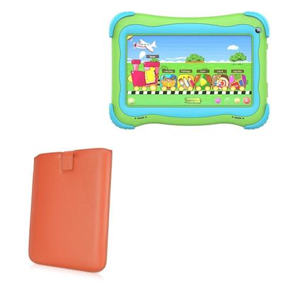 BoxWave Case Compatible with UJoyFeel Android Kids Tablet KIDS706 (7 in) - Designio Leather Pouch, Padded Genuine Leather Pocket Sleeve Pouch - Bold Orange
