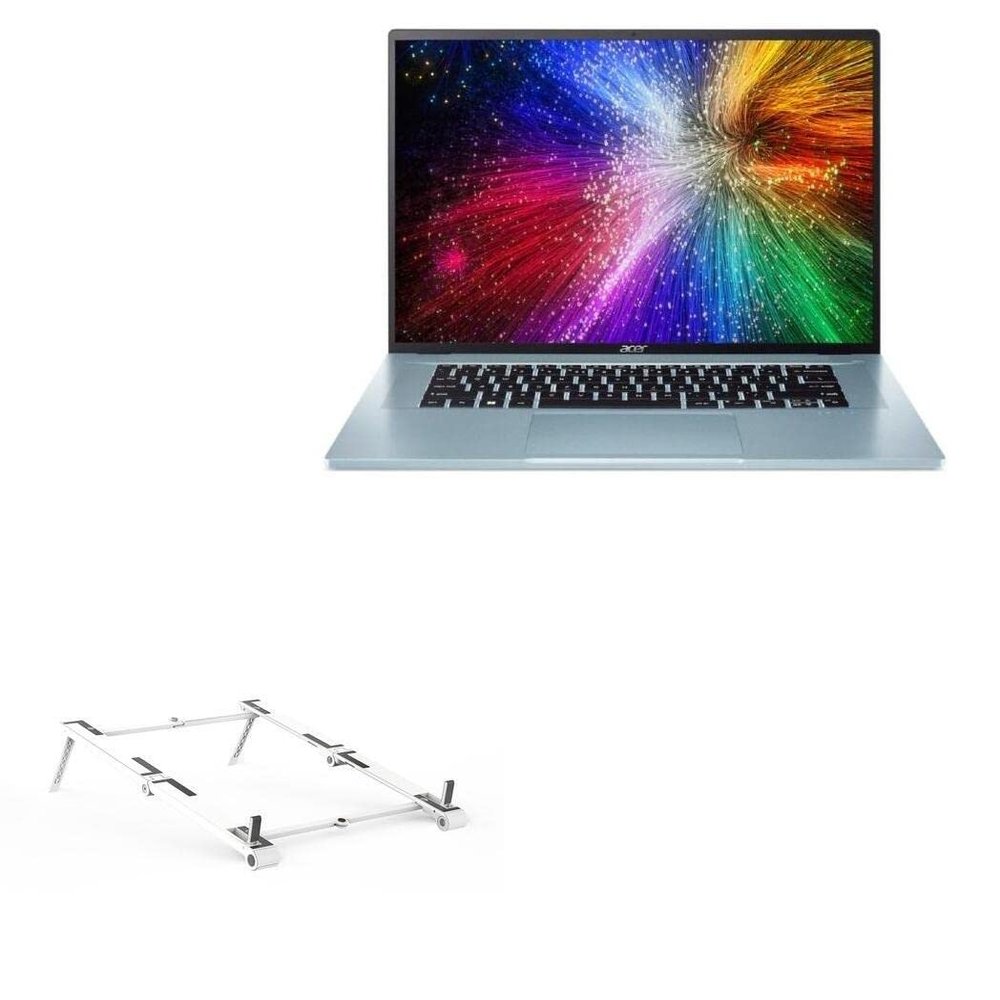 BoxWave Stand and Mount Compatible with Acer Swift Edge (SFA16-41) - Pocket Aluminum Stand 3-in-1, Portable Multi Angle Viewing Riser - Metallic Silver