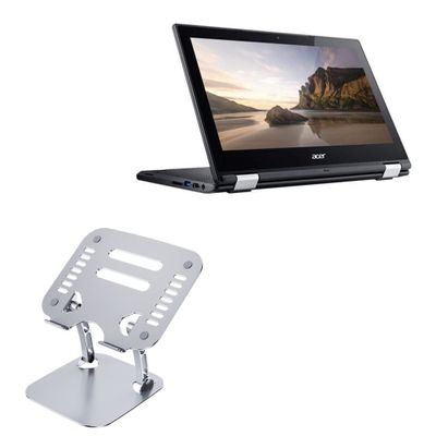 BoxWave Stand and Mount Compatible with Acer Chromebook C738T-C44Z (11.6 in) - Executive VersaView Laptop Stand, Ergonomic Adjustable Viewing Angle Metallic Riser - Metallic Silver