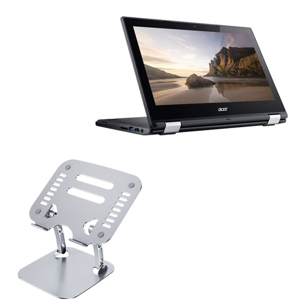 BoxWave Stand and Mount Compatible with Acer Chromebook C738T-C44Z (11.6 in) - Executive VersaView Laptop Stand, Ergonomic Adjustable Viewing Angle Metallic Riser - Metallic Silver