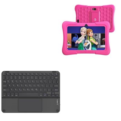 BoxWave Keyboard Compatible with Dragon Touch Y88X 7 Kids Tablet (7 in) - SlimKeys Bluetooth Keyboard with Trackpad, Portable Slim TouchPad - Jet Black