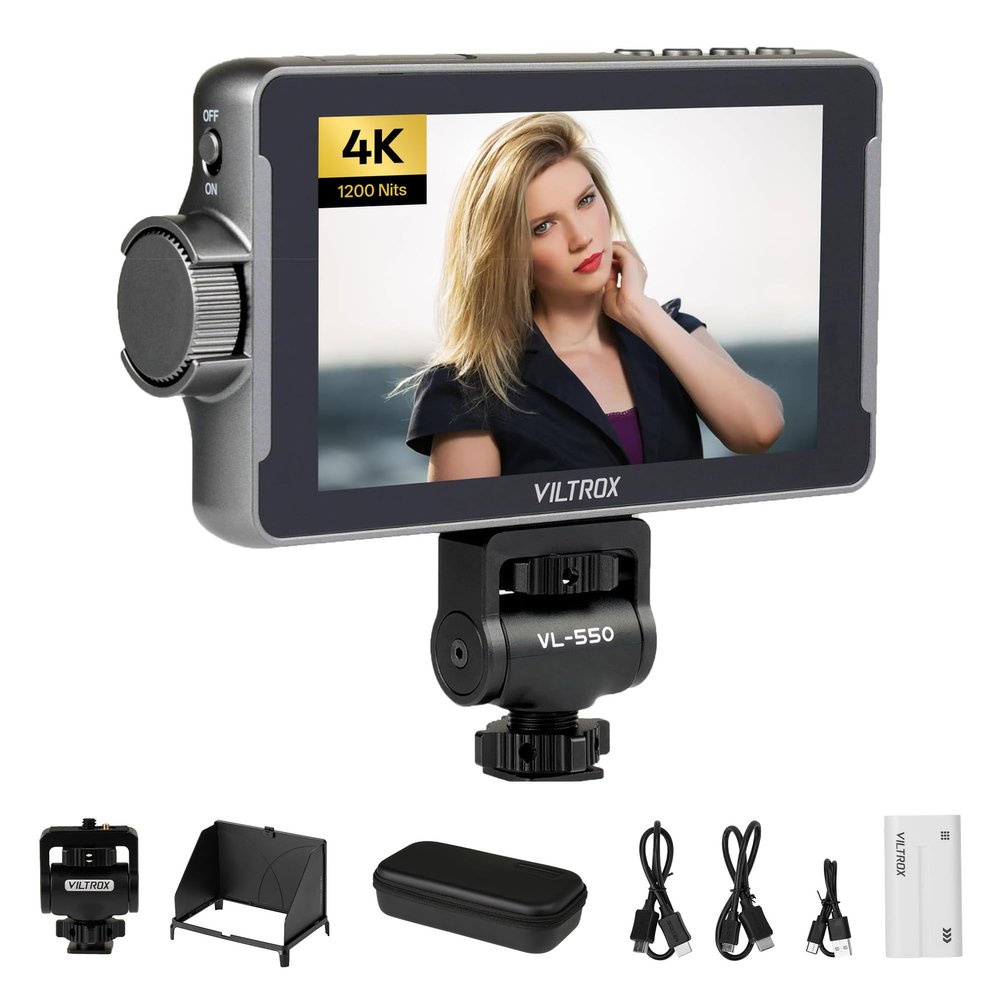VILTROX DC-550 5.5-Inch Camera Field Monitor, 19201080 Full HD, 3D LUT DSLR Video with HDMI Input/Output, Audio Meter, Histogram, Peaking, False Color, Gyroscope Auto Flip