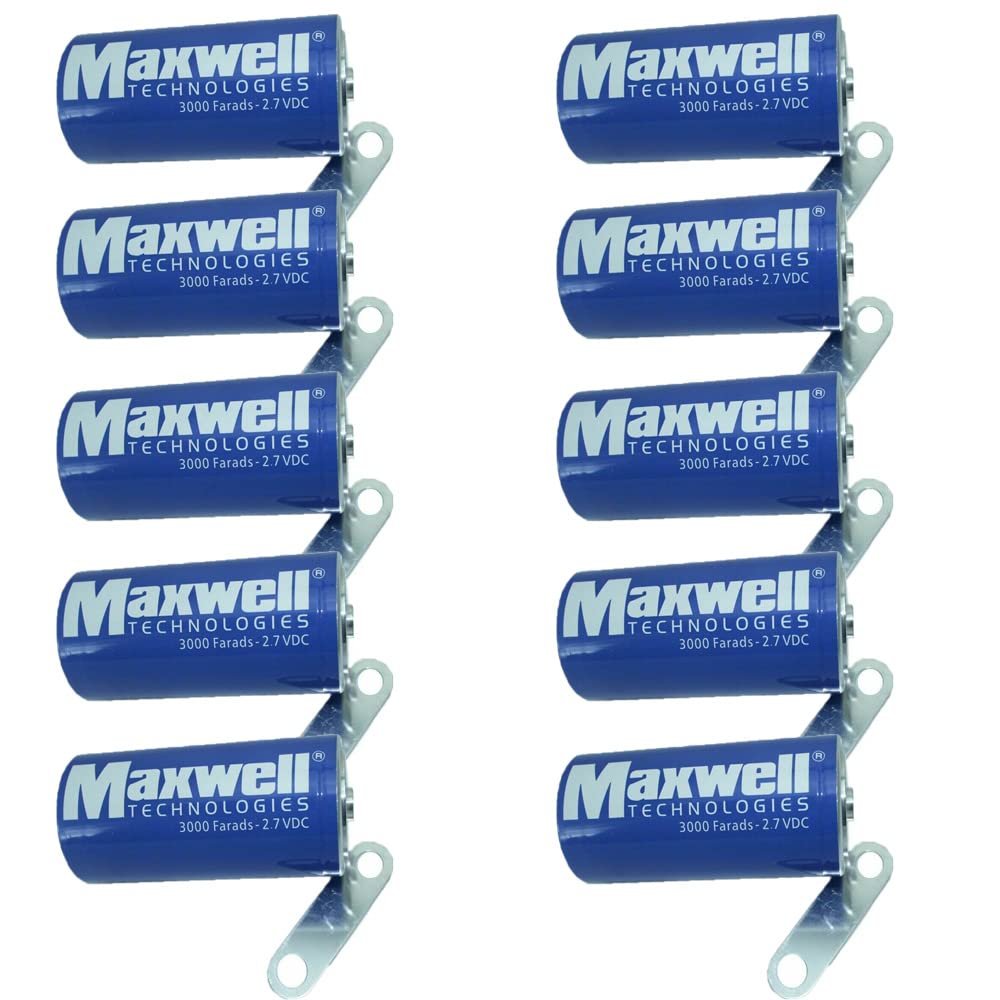 BALOLO (10-Pack) Supercapacitor Capacitor2.7V 3000F for Maxwell Supercapacitor Car Auto Power Supply BCAP3000 Solar Energy Storage UPS Supply Power Tools Motor Starting