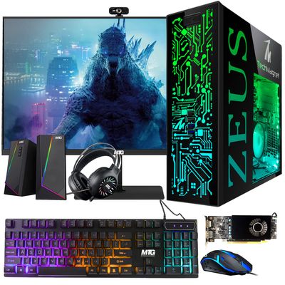TechMagnet Gaming Desktop PC, Intel i5 6th Gen, Zeus Pro 6, RX 550, 16GB RAM, 256GB SSD, 24 Inch Monitor, RGB Keyboard Mouse, Speaker, Headphone, Webcam, Windows 11 (Renewed)