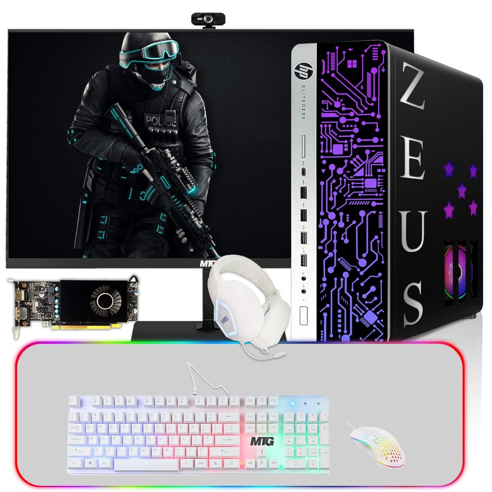 HP G3 Gaming Desktop - i7 6th Gen, RX 550 Graphics, 16GB RAM, 512GB SSD, 27" 165Hz Monitor, 4-in-1 Gaming Kit, Webcam, WiFi, Windows 11 (Renewed)