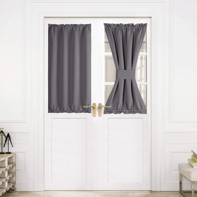 NICETOWN Grey French Front Door Curtains for Kitchen Small Window