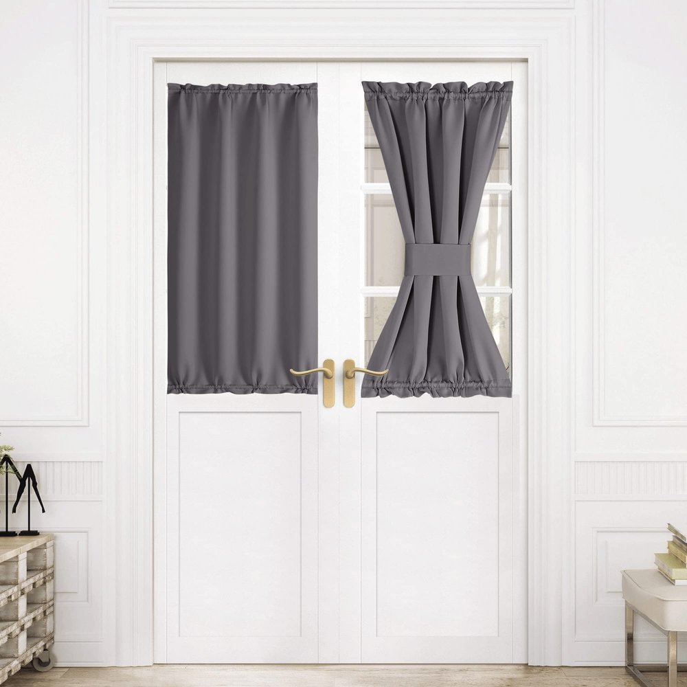 NICETOWN Grey French Front Door Curtains for Kitchen Small Window