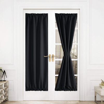 NICETOWN Black Blackout Window Door Curtain Back Side Panels for Privacy