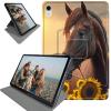 360 Degree Rotation Case for iPad 10th Generation 2022 10.9 Inch, Lightweight TPU with Auto Sleep/Wake Cover for 10.9" iPad 10th Gen 2022 Release A2696 A2757 A2777, Horse Standing Sunflowers Field view 1