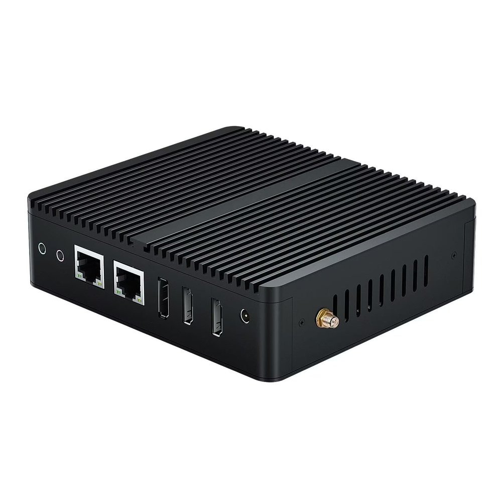 BASOARO Industrial PC Fanless Mini PC Win 11 Pro Celeron J6412, 8GB RAM 128GB SSD, Dual Gigabit Ethernet, 2 HD DP Triple Display, 2 RS232 COM, 4 USB, Dual Band WiFi, BT 4.2