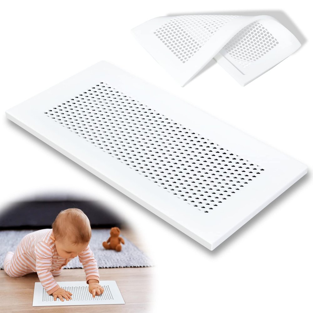 Orzbow Baby Proofing Soft Silicone Vent Cover for Home Wall/Ceiling/Floor Register,Child Proof Floor Air Vent Deflector Cover,Catches Debris Hair & Prevents Creepy Crawlies,Easy Install, White