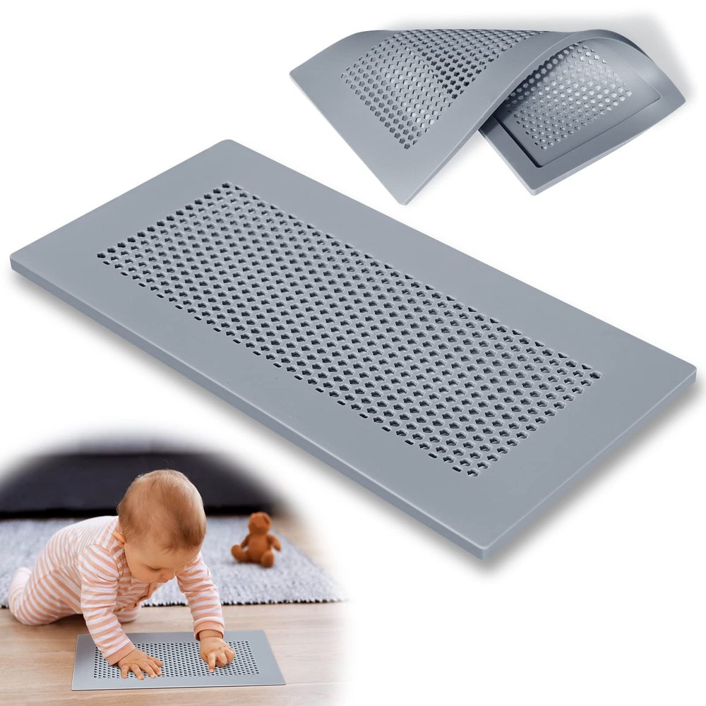 Orzbow Baby Proofing Soft Silicone Vent Cover for Home Wall/Ceiling/Floor Register,Child Proof Floor Air Vent Deflector Cover,Catches Debris Hair & Prevents Creepy Crawlies,Easy Install, Grey
