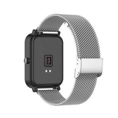 Adjustable Band Compatible for RUIMEN D1 H1/TOOBUR IDW16 IDW20 IDW26/KEEPONFIT IDW21 IDW26 Watch Band Metal Mesh Stainless Steel Wristbands Bracelet Loop Smartwatch Replacement Bands Strap (Silver)