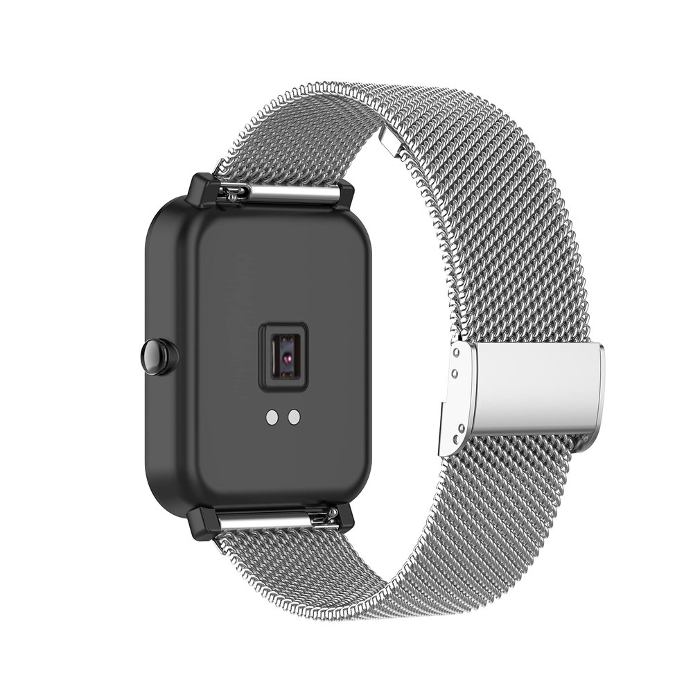 Adjustable Band Compatible for RUIMEN D1 H1/TOOBUR IDW16 IDW20 IDW26/KEEPONFIT IDW21 IDW26 Watch Band Metal Mesh Stainless Steel Wristbands Bracelet Loop Smartwatch Replacement Bands Strap (Silver)