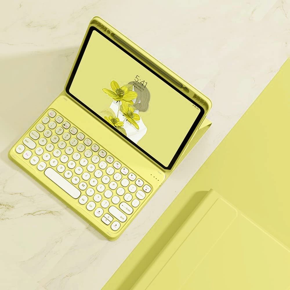 GOOVEN iPad mini6 2021 Keyboard Cover iPad Mini 6th Generation Magnetic Removable Wireless Bluetooth Keyboard Cute Round Key with Pen Slot (iPad mini6, Yellow)
