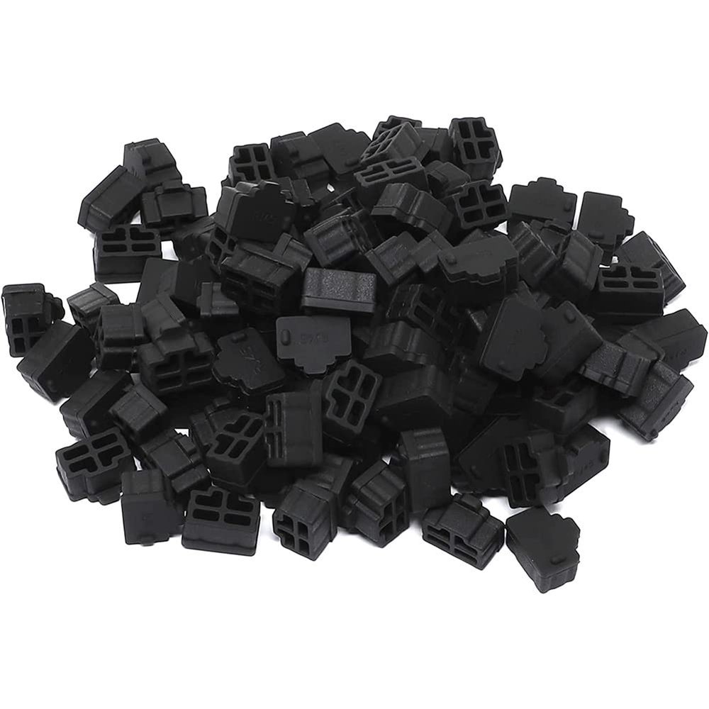 AKOAK 50 Pieces Black Ethernet Hub Interface Protector RJ45 Anti-Moisture Cover Protected Plug Protected Network Jack Ethernet Port Cap Switch Interface