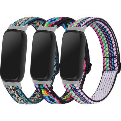 3PACKS Replacement Sport Bands Compatible with Fitbit Inspire 3 Band Nylon Elastic Quick Release Wristbands Breathable Straps Stretchy Loop Bracelet for Fitbit Inspire 3 Fitness Tracker Women Men