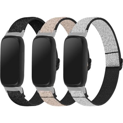 3PACKS Replacement Sport Bands Compatible with Fitbit Inspire 3 Band Nylon Elastic Quick Release Wristbands Breathable Straps Stretchy Loop Bracelet for Fitbit Inspire 3 Fitness Tracker Women Men