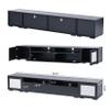 3-Pieces Extended TV Console for TVs Up to 85 inch TV with Color Changing LED Lights for Home Theatre, 85 inch Modern TV Stand, Rattan Style Entertainment Center with Push to Open Doors, Black view 2
