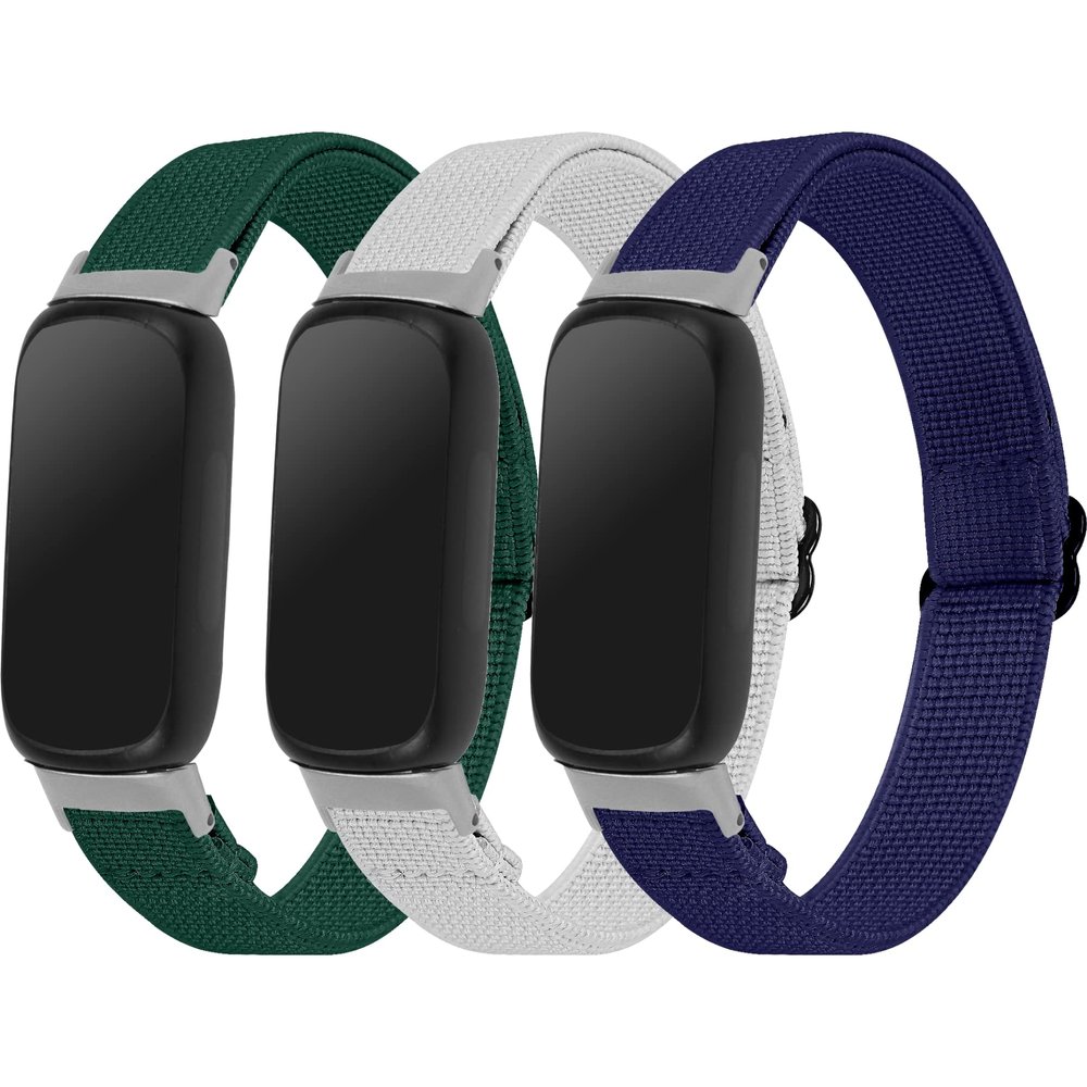 3PACKS Replacement Sport Bands Compatible for Fitbit Inspire 3 Band Nylon Elastic Quick Release Wristbands Breathable Straps Stretchy Loop Bracelet for Fitbit Inspire 3 Fitness Tracker